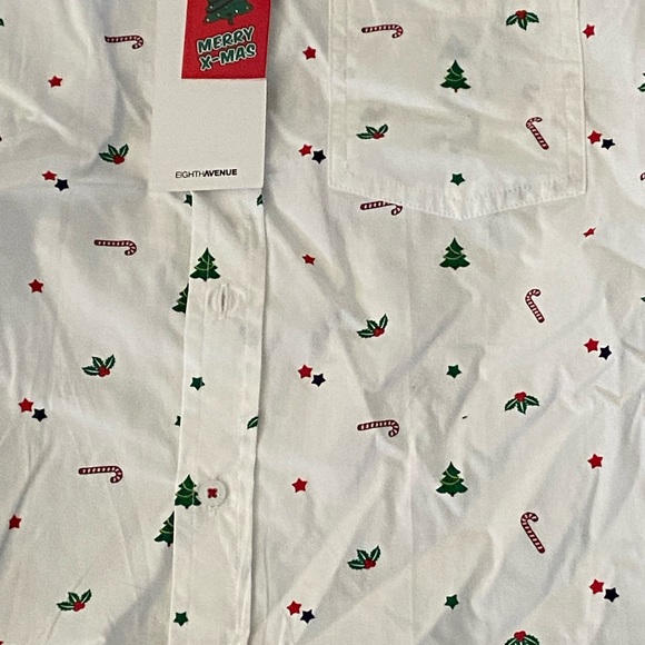 (A180)Mens Christmas Print Button Front SS Shirt Size S Slim Fit Néw With Tags - Picture 2 of 2